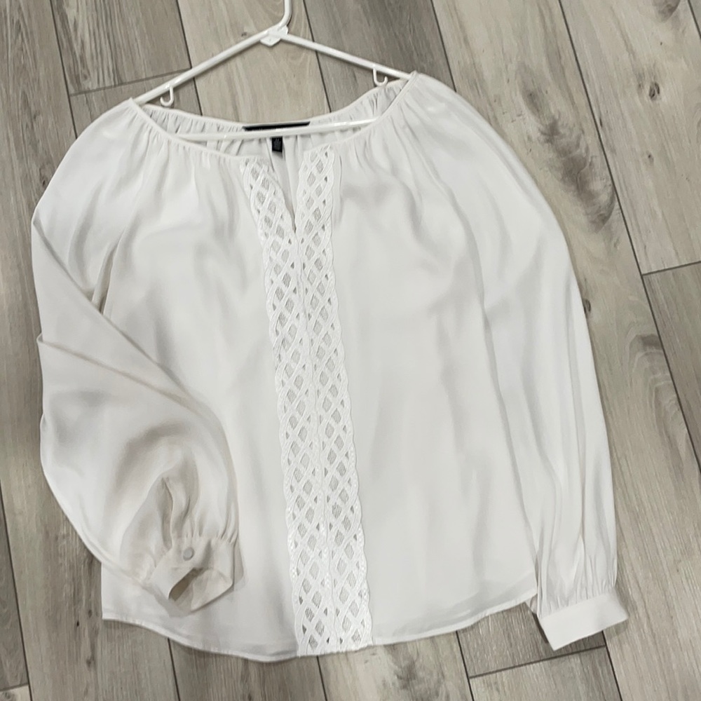 WHBM creme lined elegant blouse with lace detail